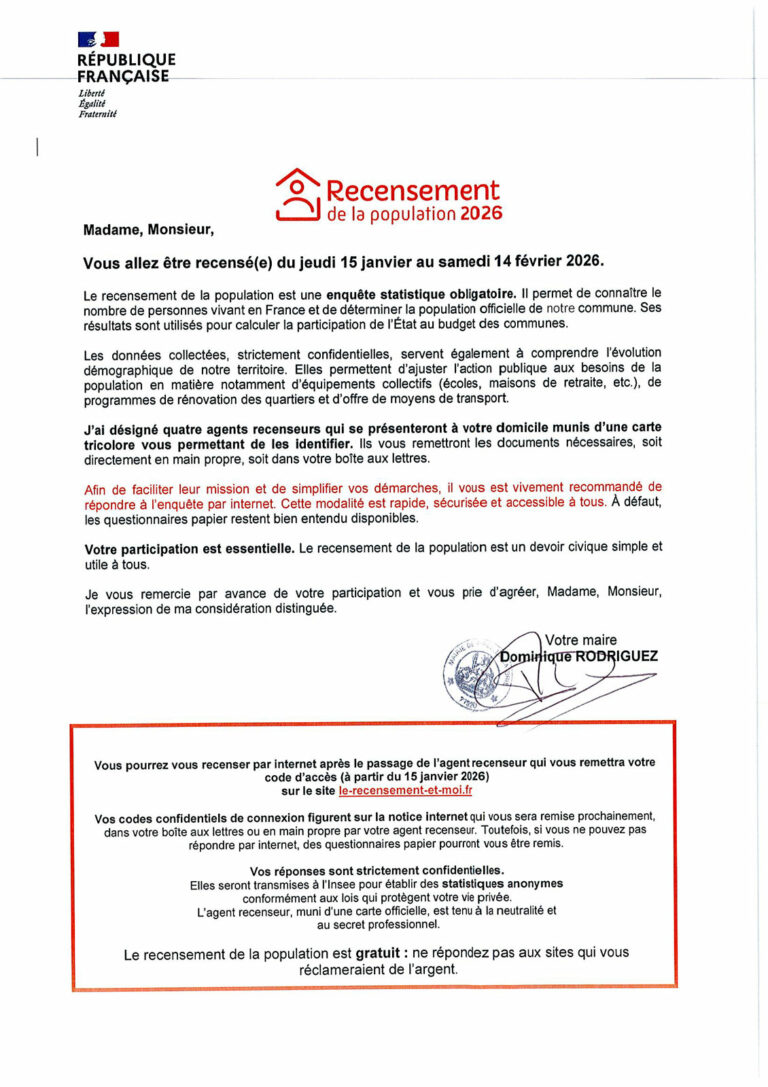 Recensement de la population 2026