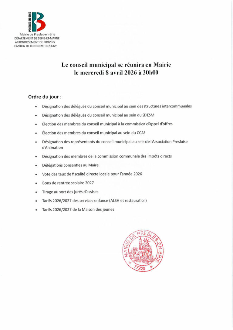 Prochain conseil municipal