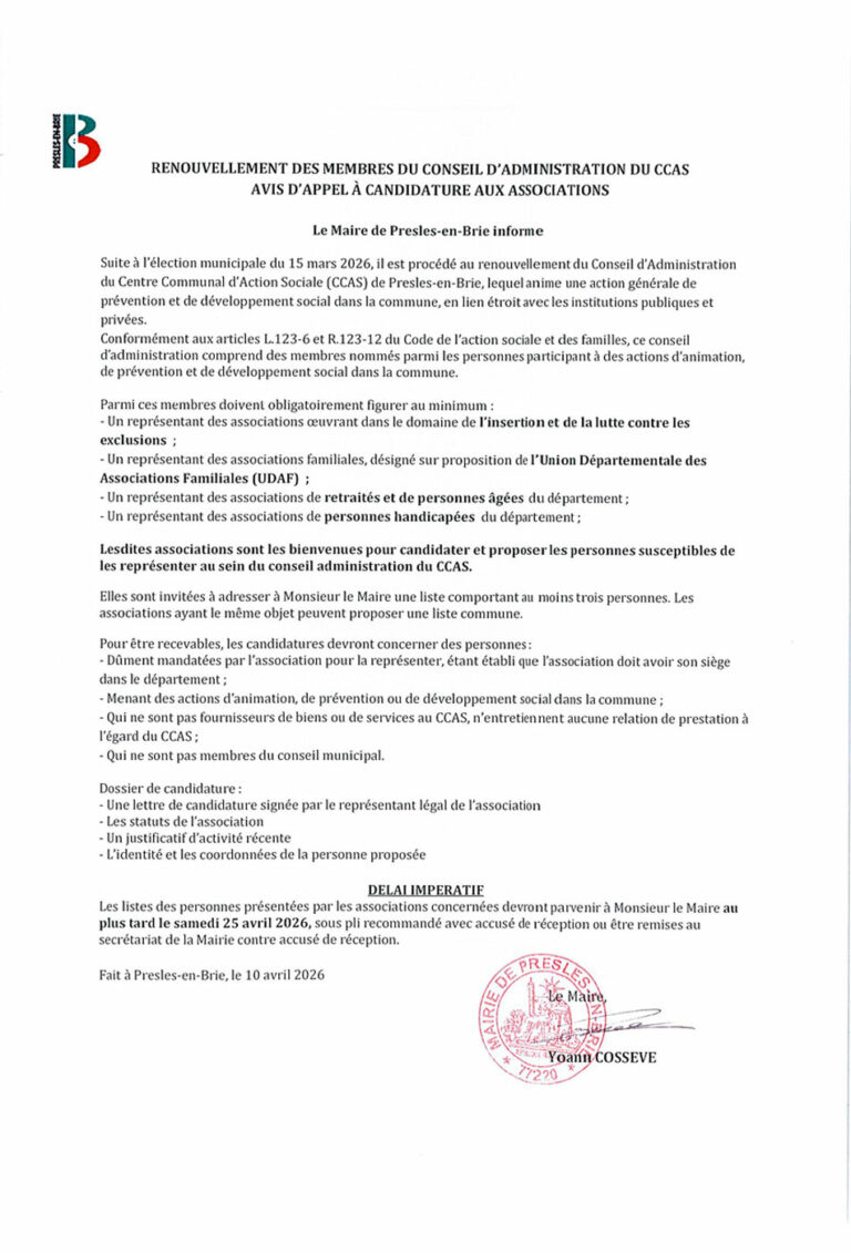 CCAS – Renouvellement des membres du conseil d’administration
