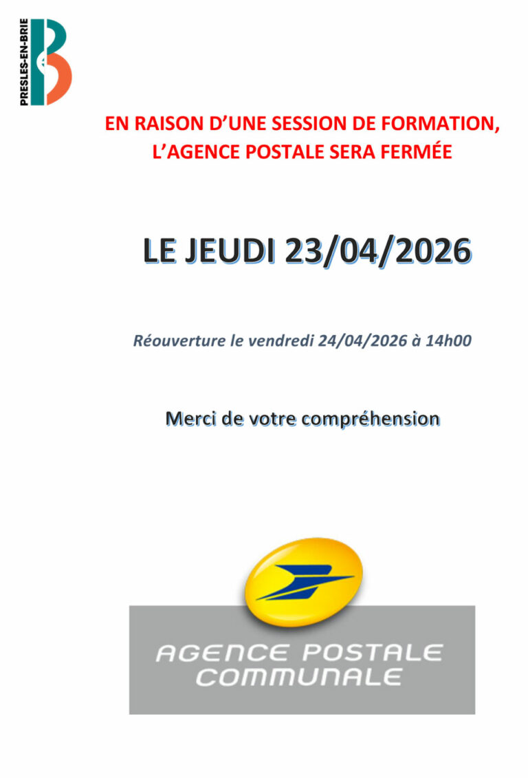 Fermeture exceptionnelle de La Poste
