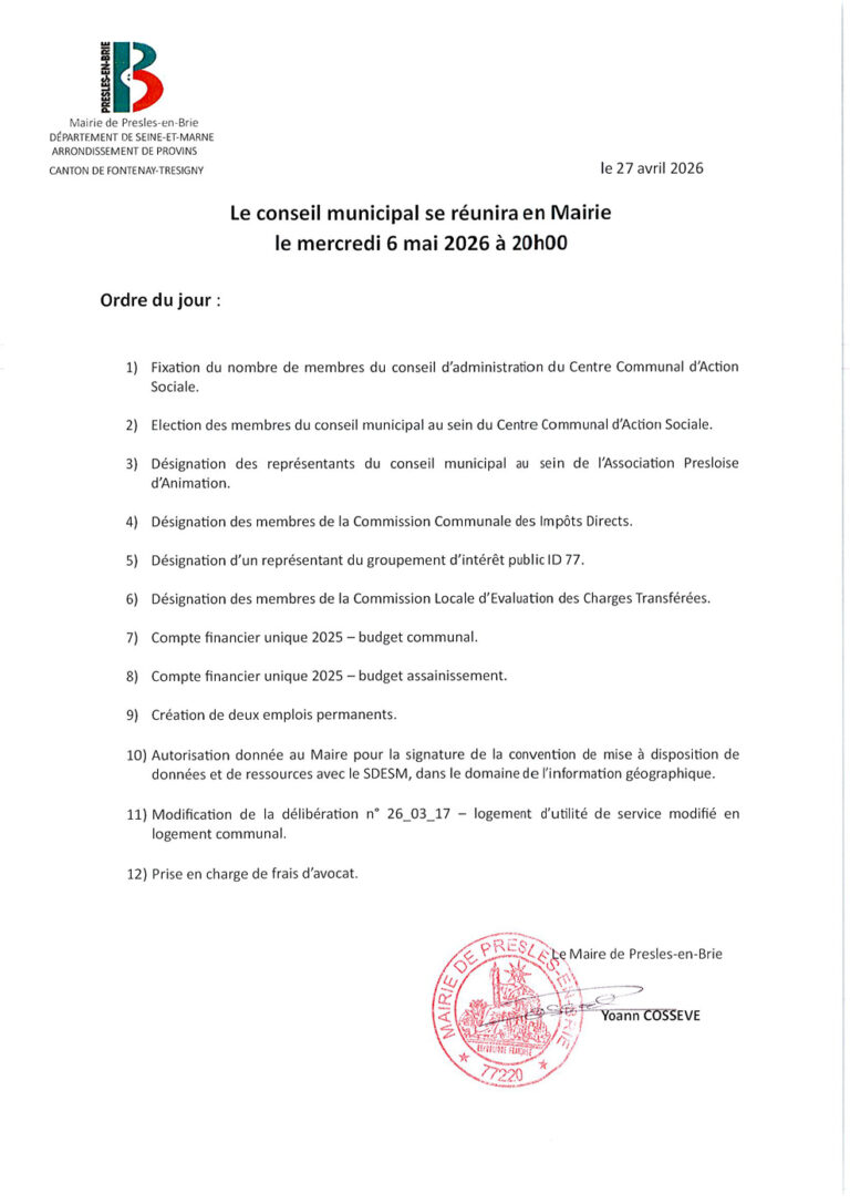Prochain conseil municipal