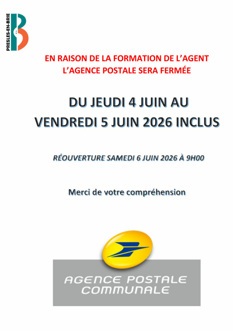Fermeture exceptionnelle de l’agence postale