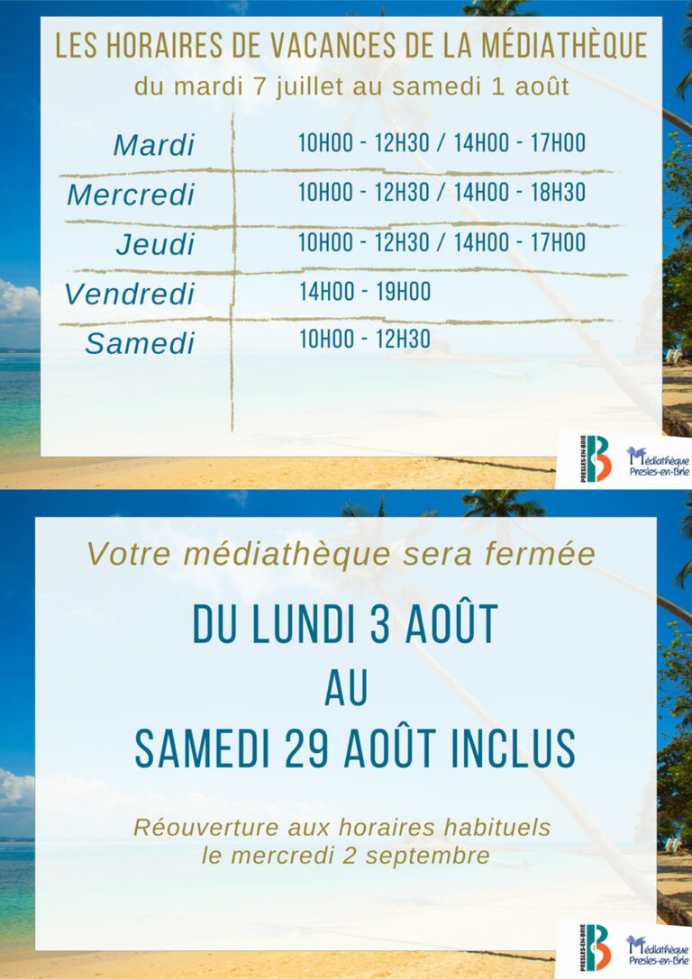 Horaires médiathèque durant l’été