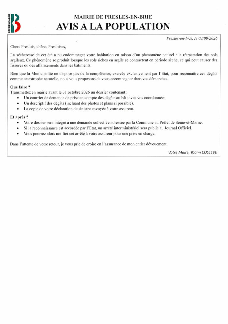Avis à la population