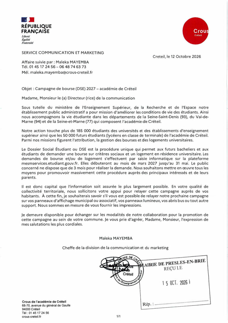 Campagne de bourse 2027